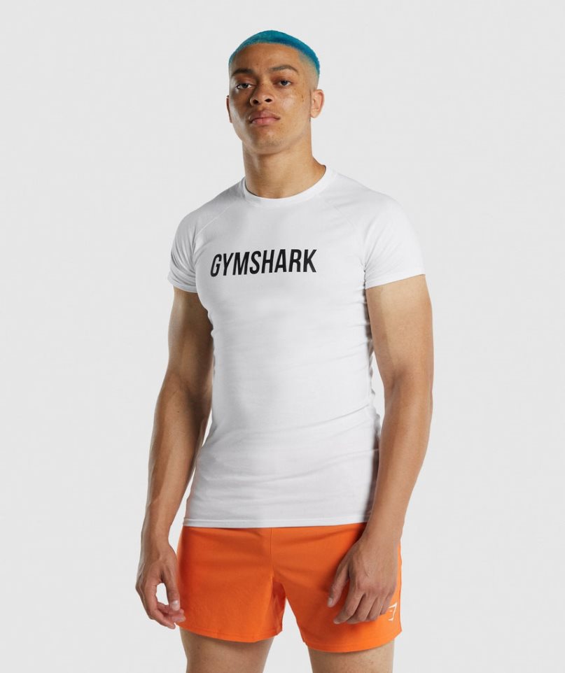 Men\'s Gymshark Apollo T-Shirts White | CA A8713N